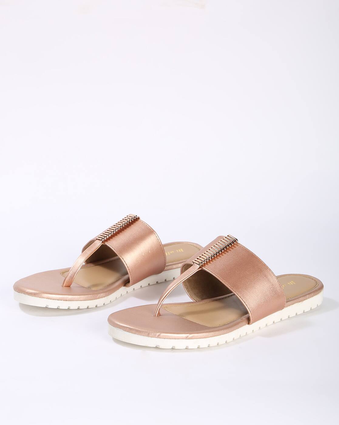 rose gold flat sandals