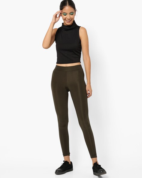 Knitted Ankle-Length Leggings with Elasticated Waist