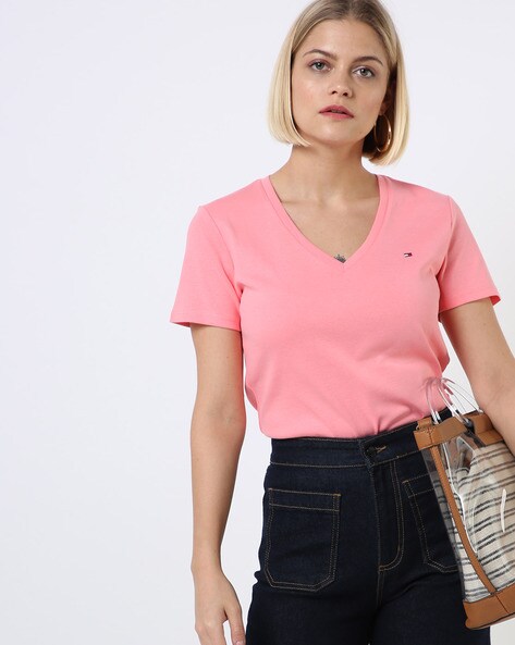 womens pink tommy hilfiger t shirt