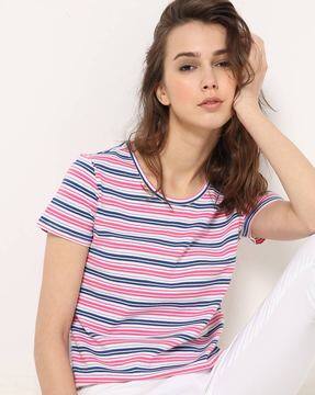 NEW Womens T-Shirt Size Small Brown Pink Graphic Crew Neck Top Texas Cotton