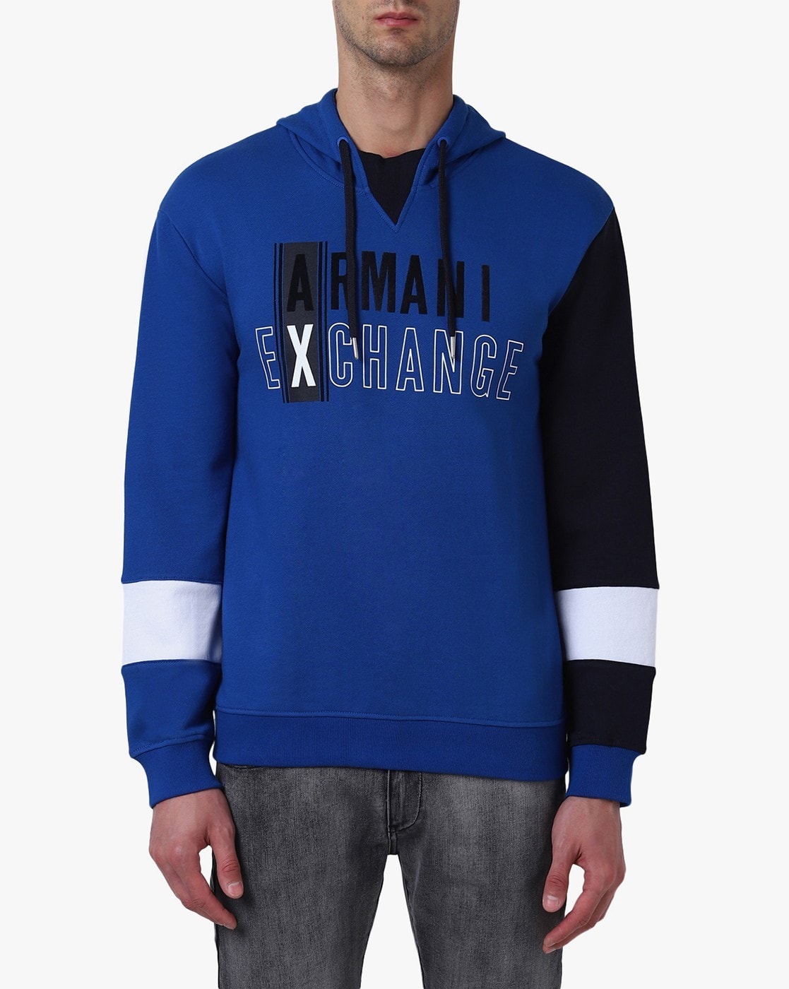 Buy Blue Navy Sweatshirt Hoodies for Men by ARMANI EXCHANGE