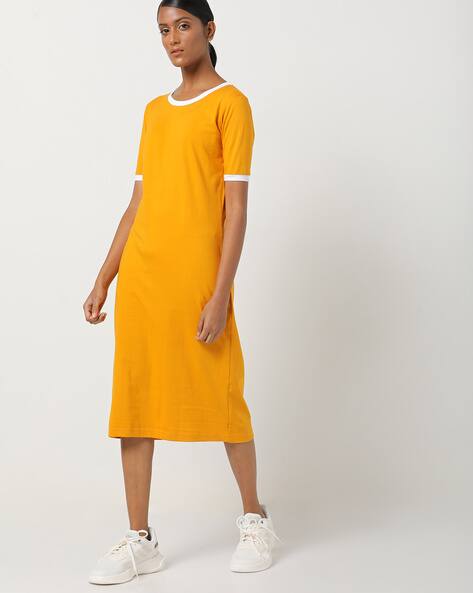 mustard yellow tshirt dress