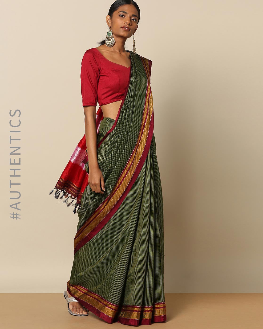 Violet saree with green pallu - Sri Kumaran Stores