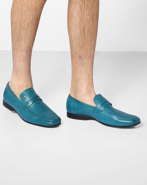 teal blue loafers