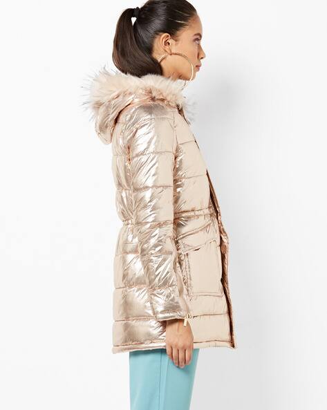 rose gold fur jacket
