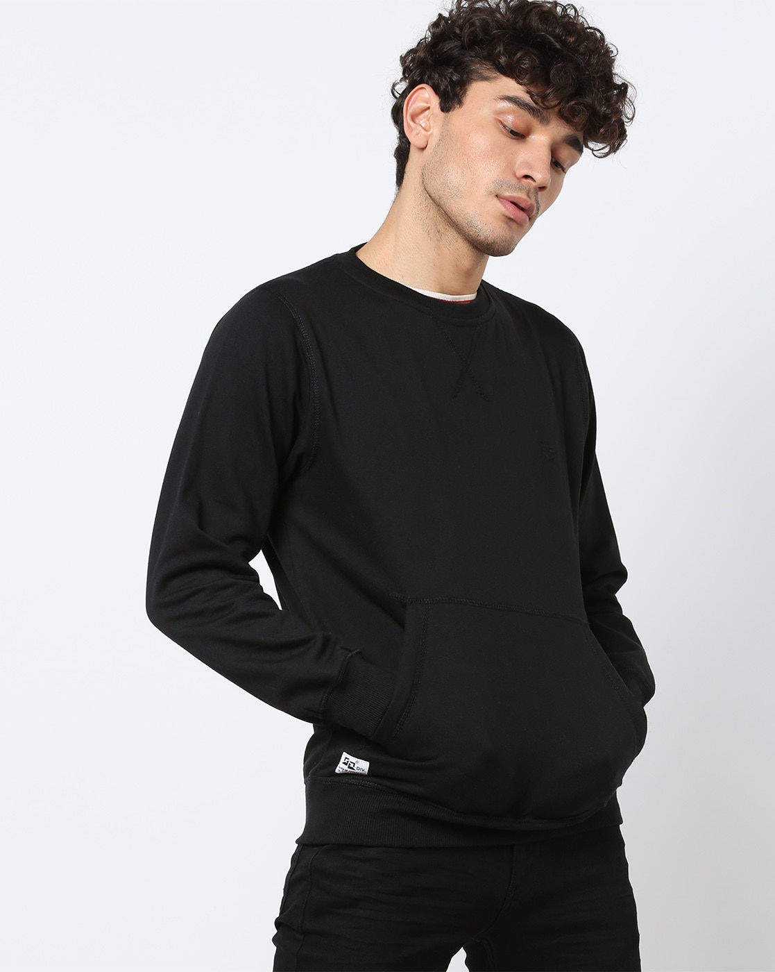 crew neck with kangaroo pocket