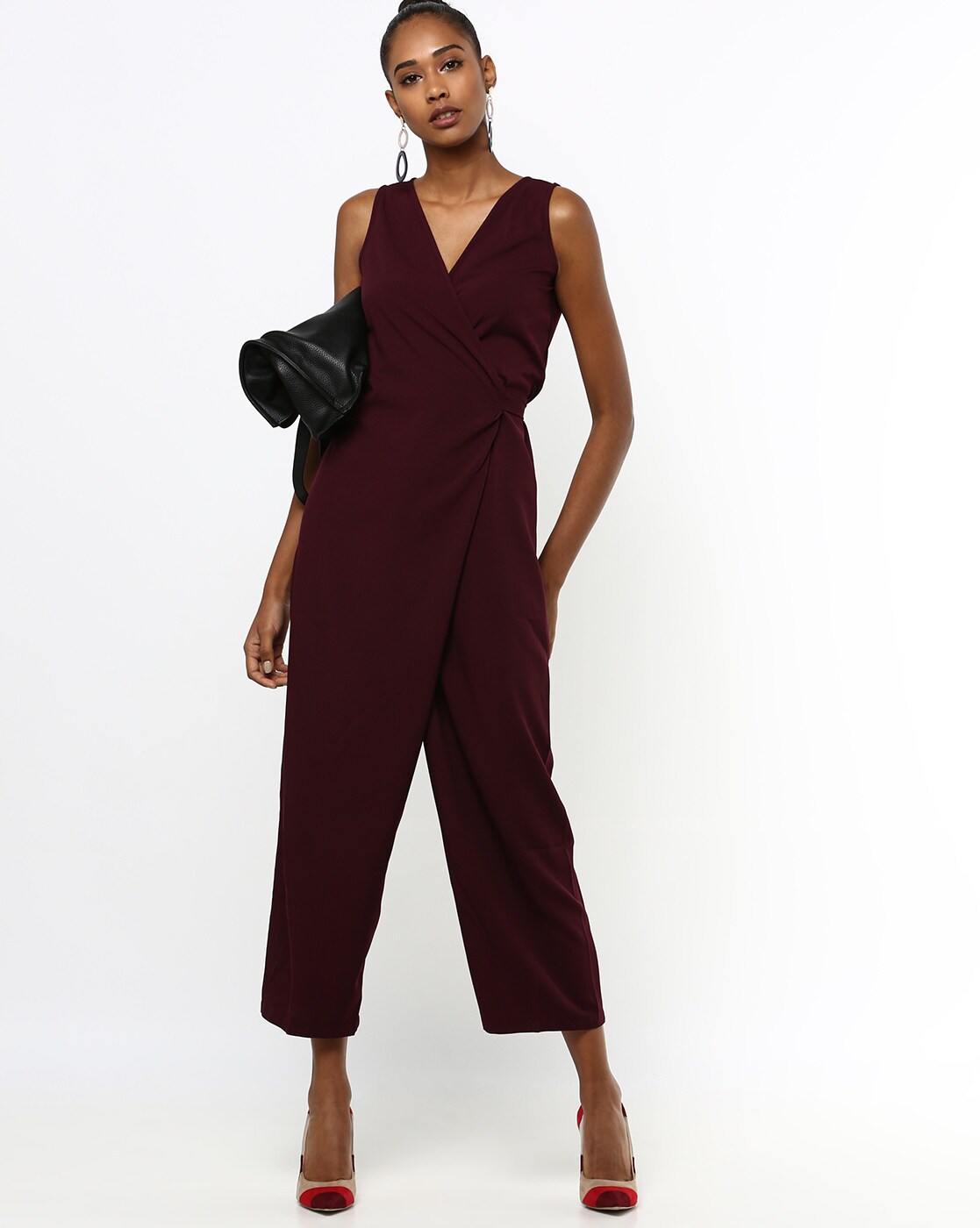 burgundy jumpsuit womens