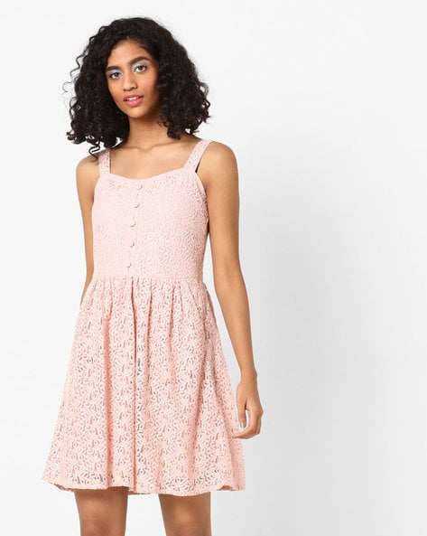Strappy Lace Fit & Flare Dress