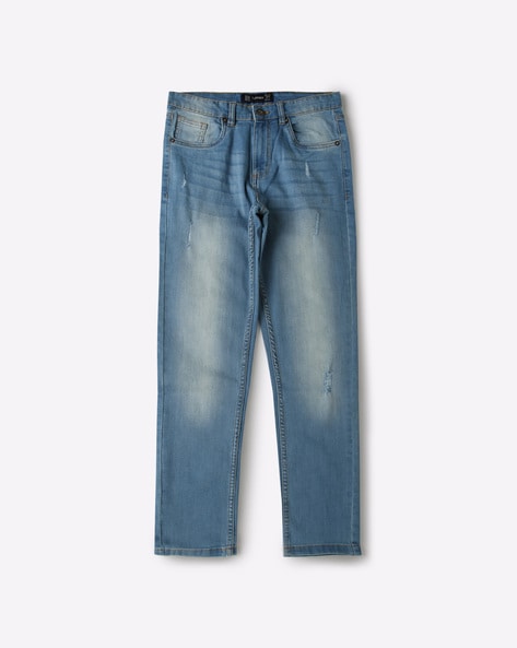 Mid-Wash Distressed Jeans