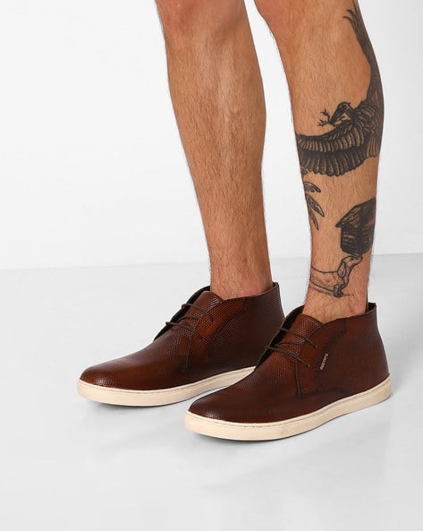 Genuine Leather Lace-Up Casual Boots