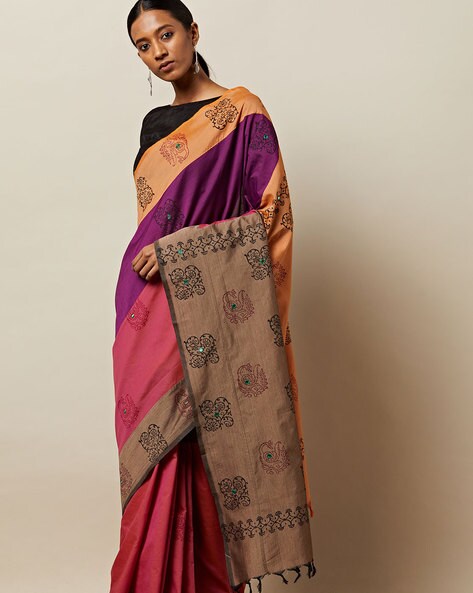 Buy Pink & Purple Sarees for Women by Indie Picks Online