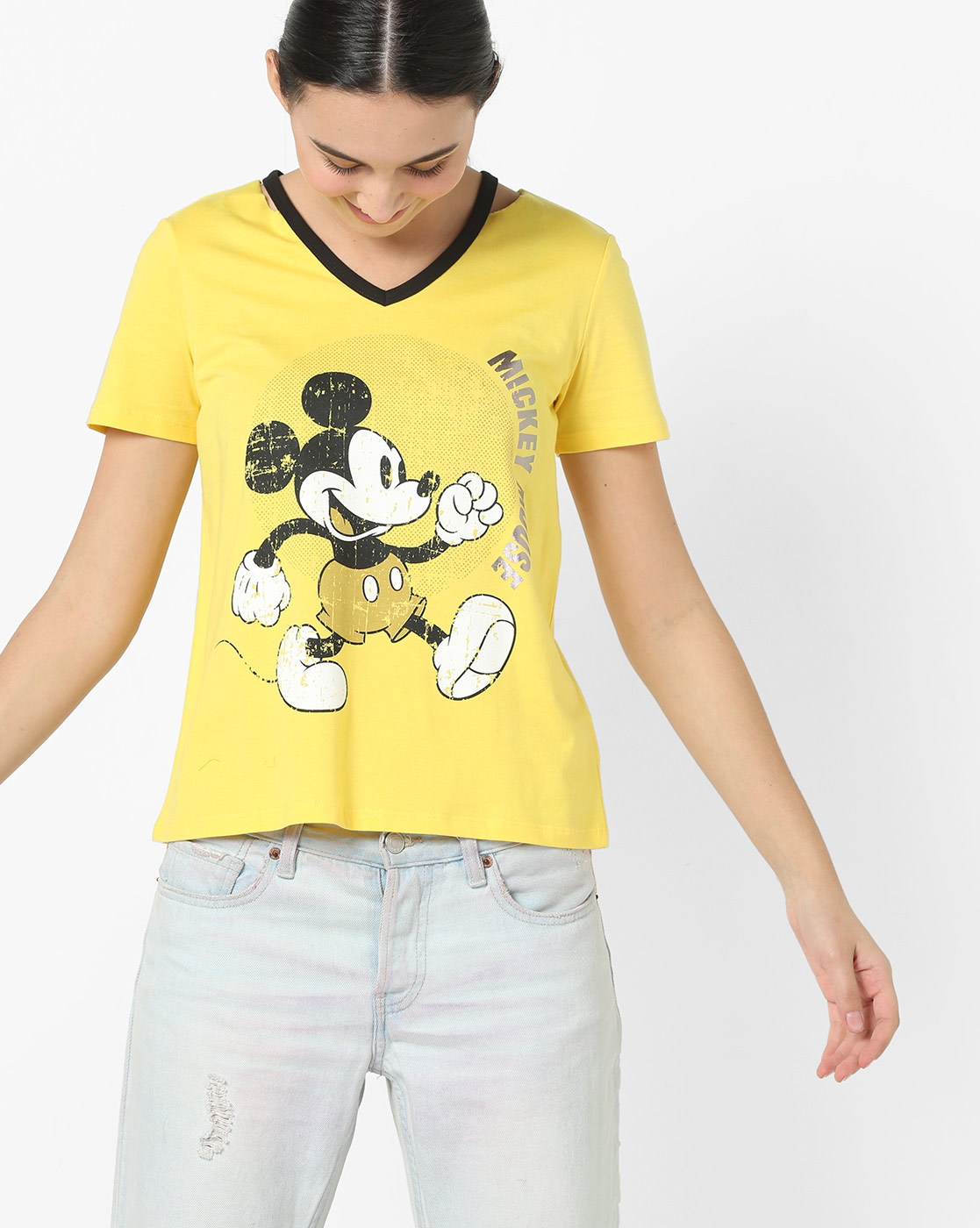 Mickey mouse v 2024 neck t shirt