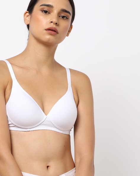 Buy Enamor A039 T-Shirt Cotton Padded & Wirefree Bra - White online