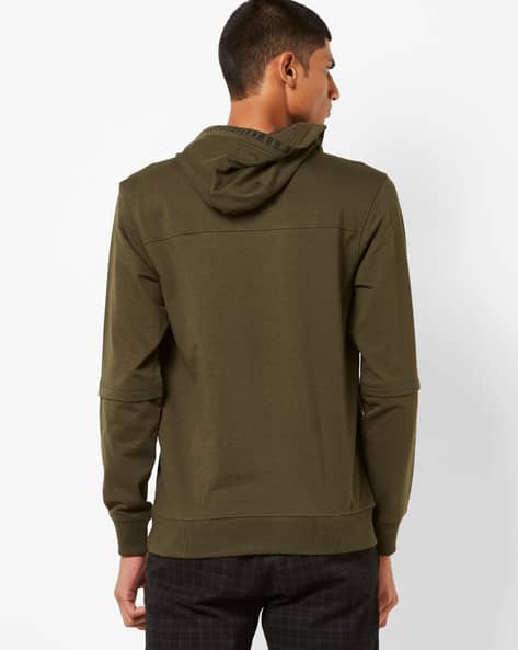 Ajio Olive Green Hoodie Jacket Ajio Boys Graphic Sweatshirts Ajio