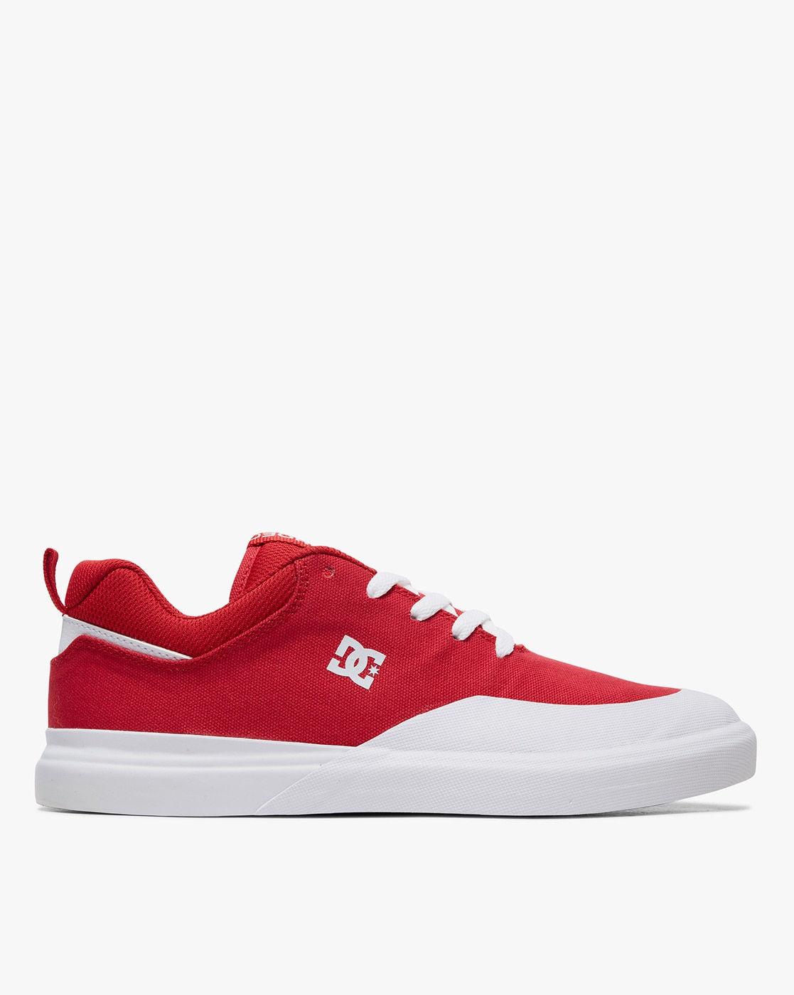 white and red dc shoes