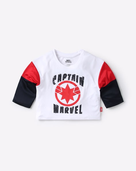 Disney Captain Marvel Print Round-Neck T-shirt