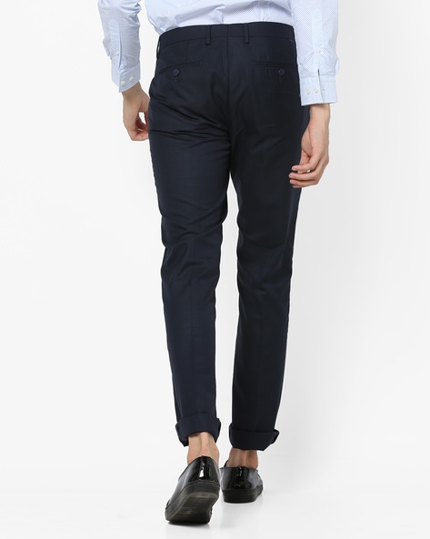 Buy Mid Rise Denver Slim Fit Casual Trousers Off White at Amazon.in