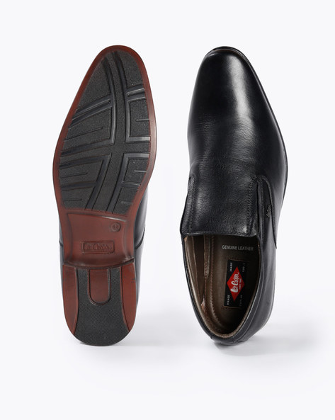 black pointed slip on shoes