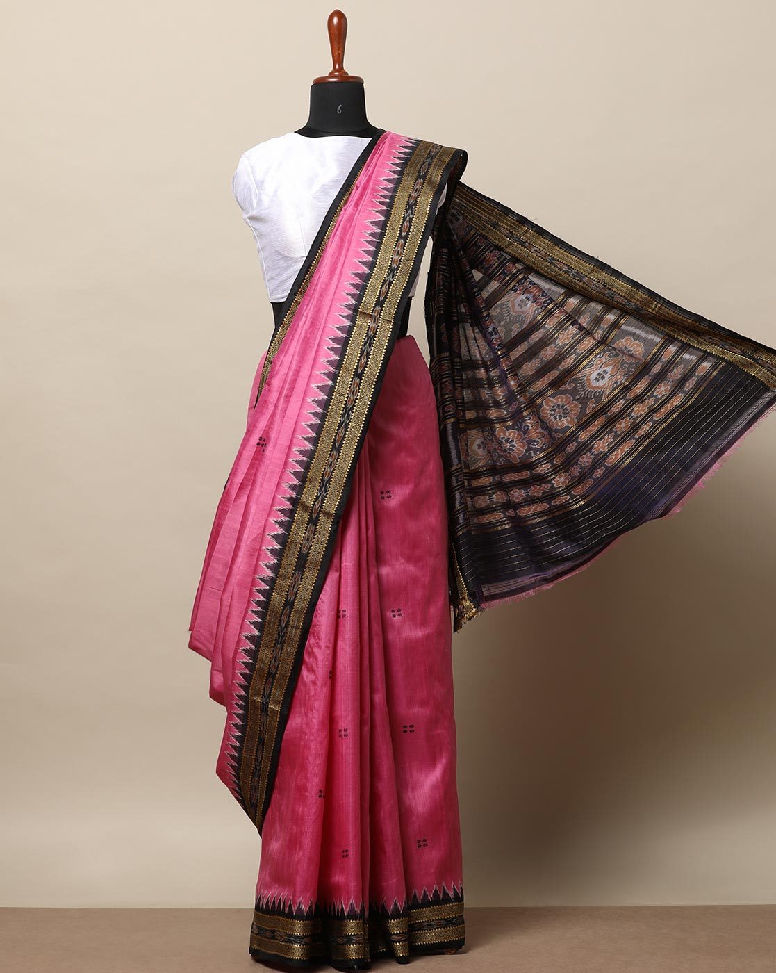 Grey Ikkat Khandua Silk Saree | A461103490 – Priyadarshini Handloom