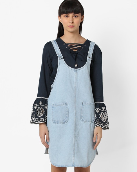 Overall dress with cheap buttons down the front