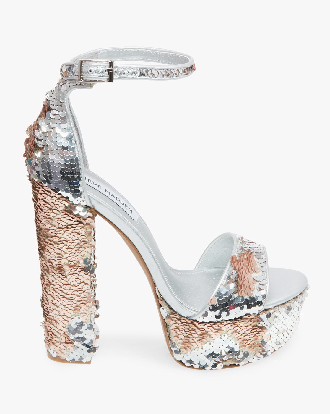 silver platform block heels