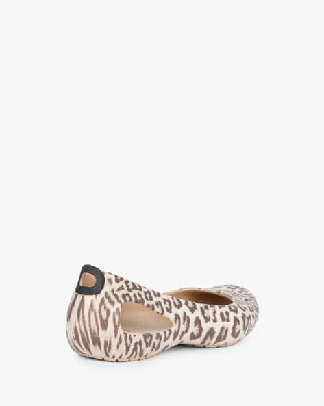 Ballet Flats White Leopard Crocs Kadee Animal Print Flat Sandals