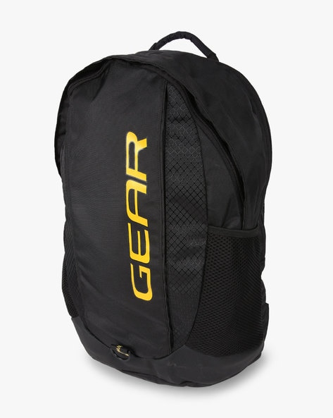 Gear textured backpack store with mesh pocket