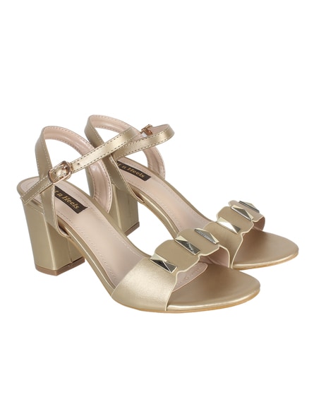 Buy Gold Heeled Sandals for Women by 