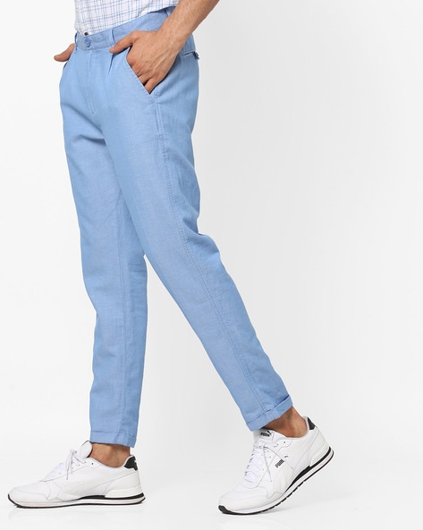 Solid Color Slant Pocket Drawstring Waist Casual Pants In LIGHT BLUE |  ZAFUL 2024