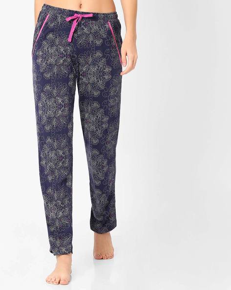 Buy Women's Micro Modal Cotton Relaxed Fit Printed Pyjama with Lace Trim on  Pockets - Infinity Blue RX09 | Jockey India
