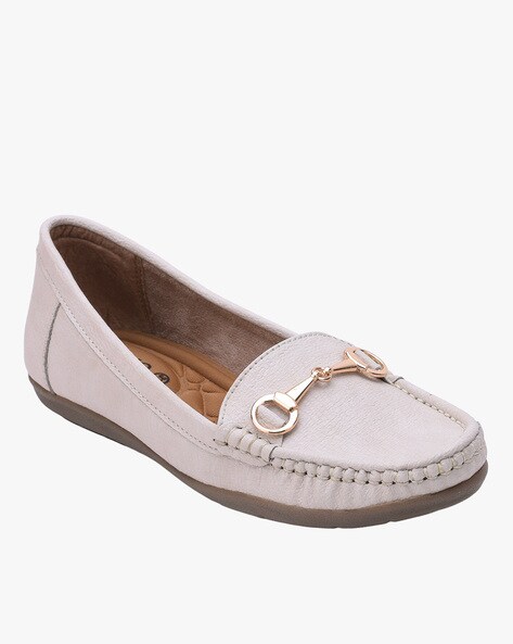 nude flat loafers