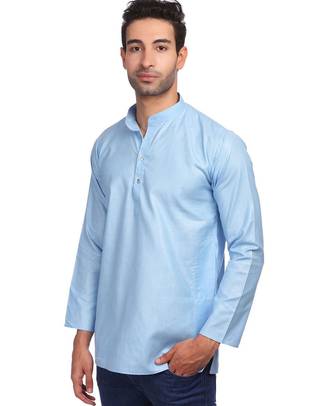 Buy Blue WINTAGE Short Kurta with Short Button Placket | AJIO