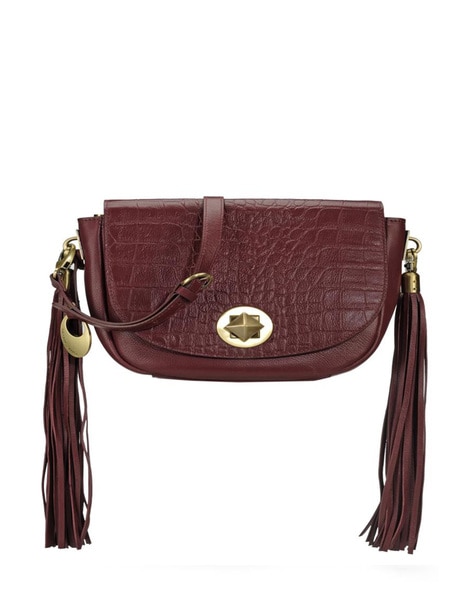 Buy Women Burgundy Croc Embossed Sling Bag online