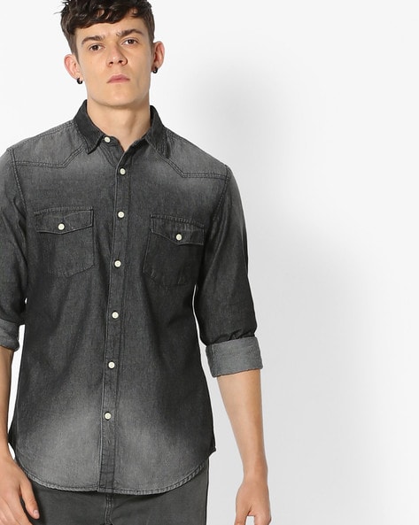 charcoal grey denim shirt