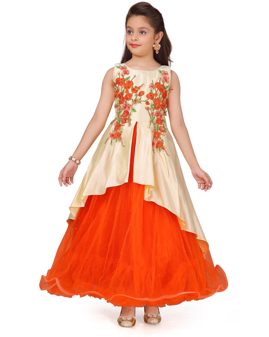 orange frock for ladies