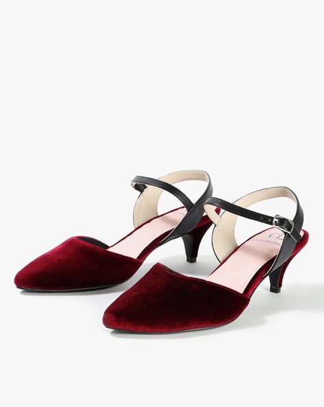 burgundy kitten heels