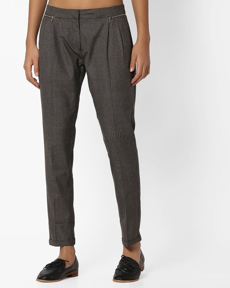 grey pinstripe pants womens