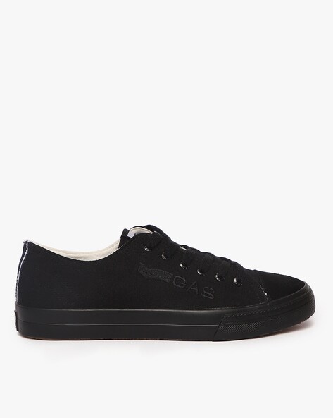 black canvas lace up sneakers