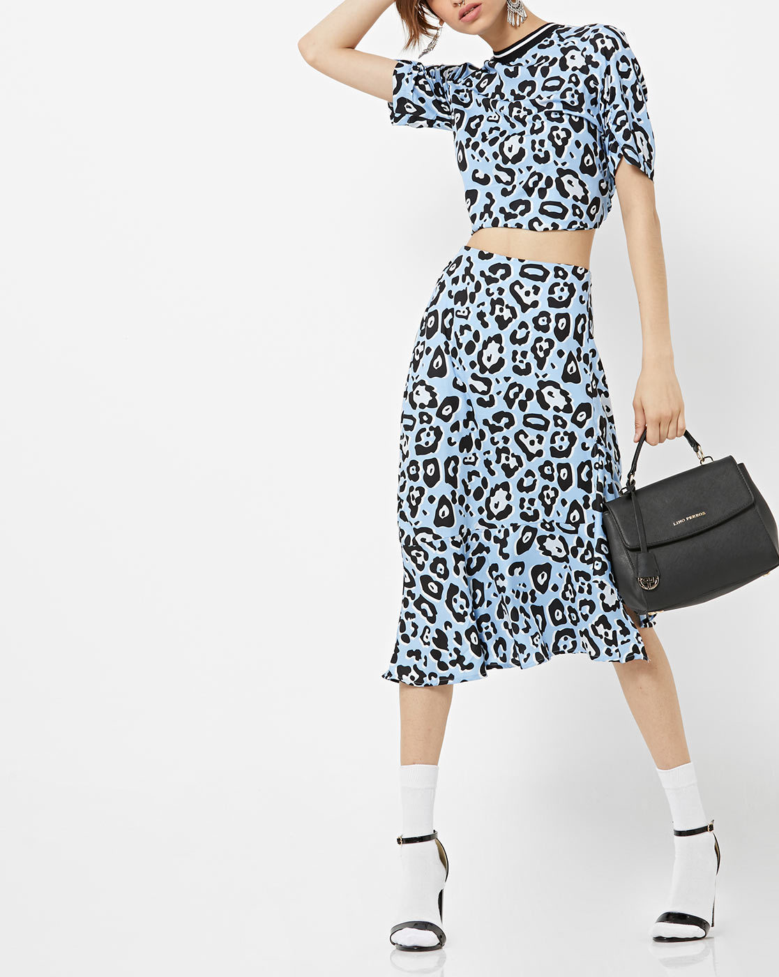 animal print skirt blue