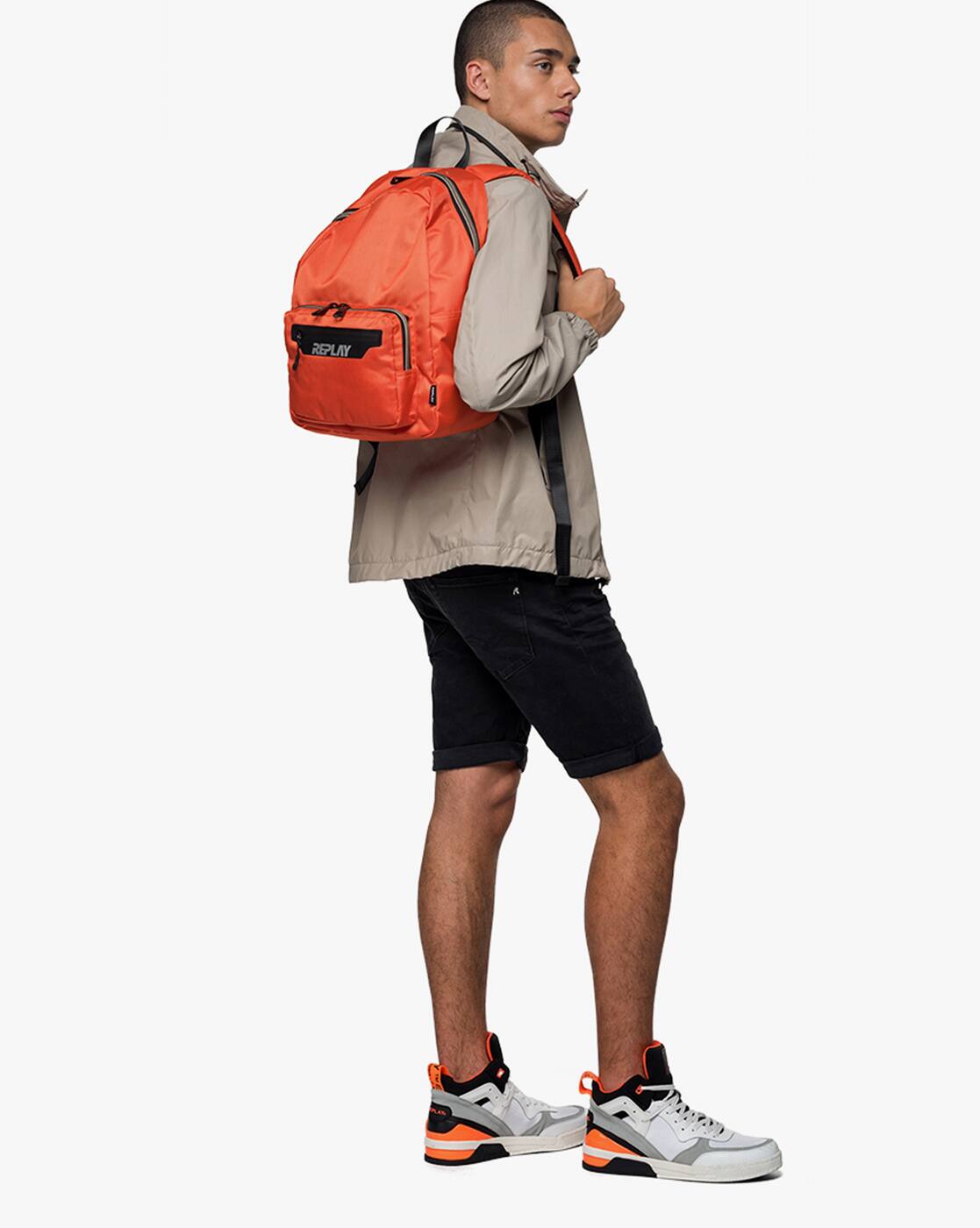 orange eastpak backpack