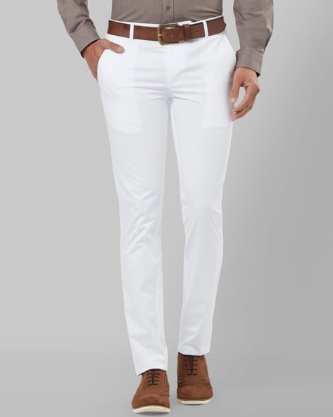 Buy Men White Slim Fit Solid Casual Trousers Online - 814741 | Allen Solly