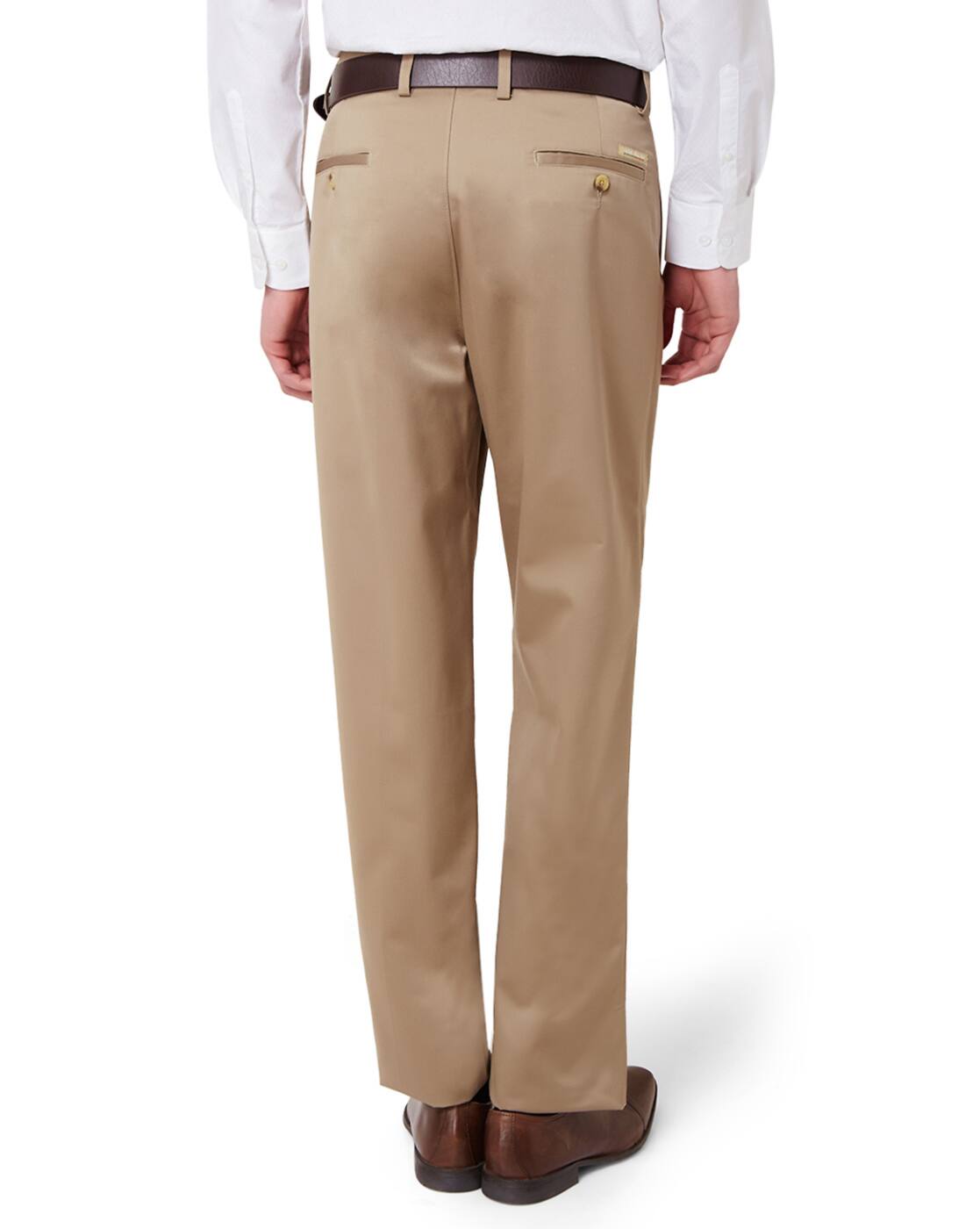 khaki pleated trousers