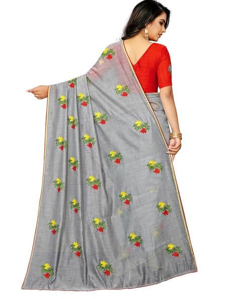 Floral Embroidered Saree (Image - 1)