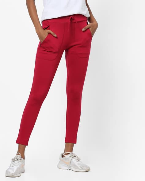 red leggings with pockets