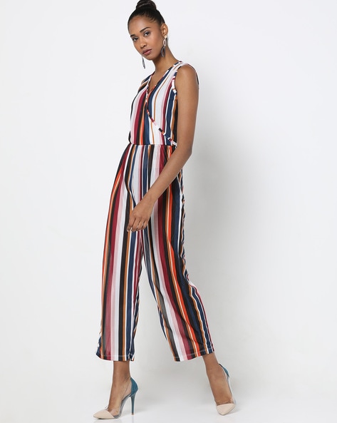 brown and white striped jumpsuit