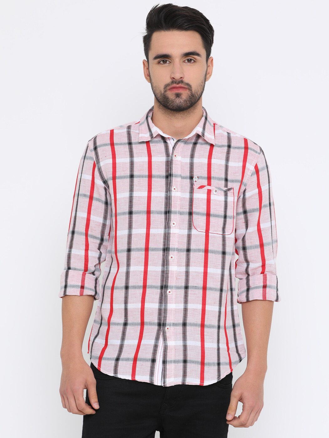 Buy Red WITH Checked Shirt | AJIO