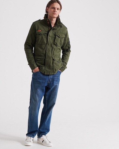 superdry classic rookie zip front jacket olive