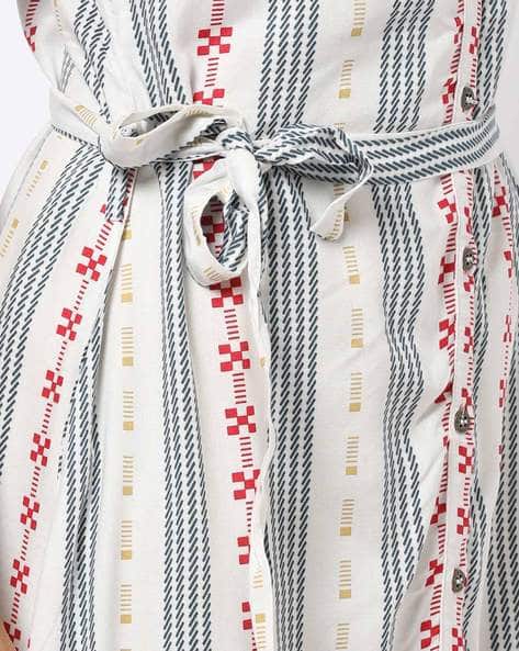 Striped Maxi Shirt Dress with Waist Tie-Up (Image - 2)