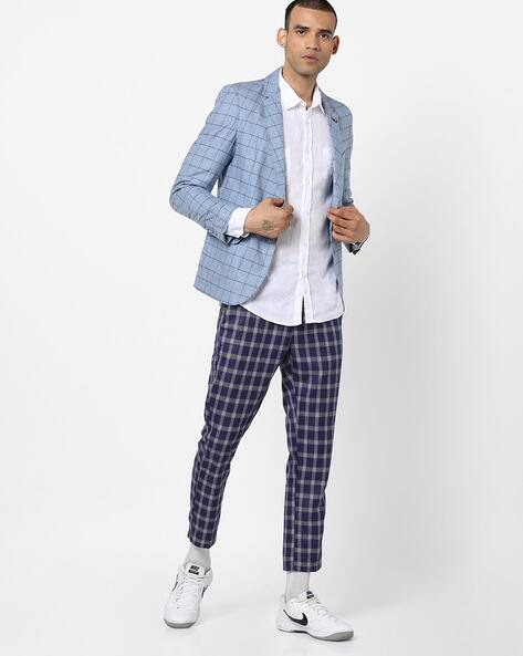 checkered blue blazer