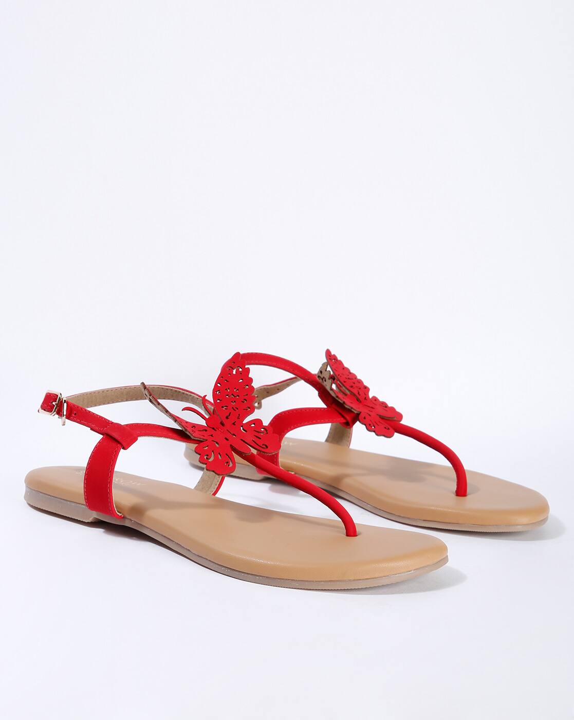 red flat sandals